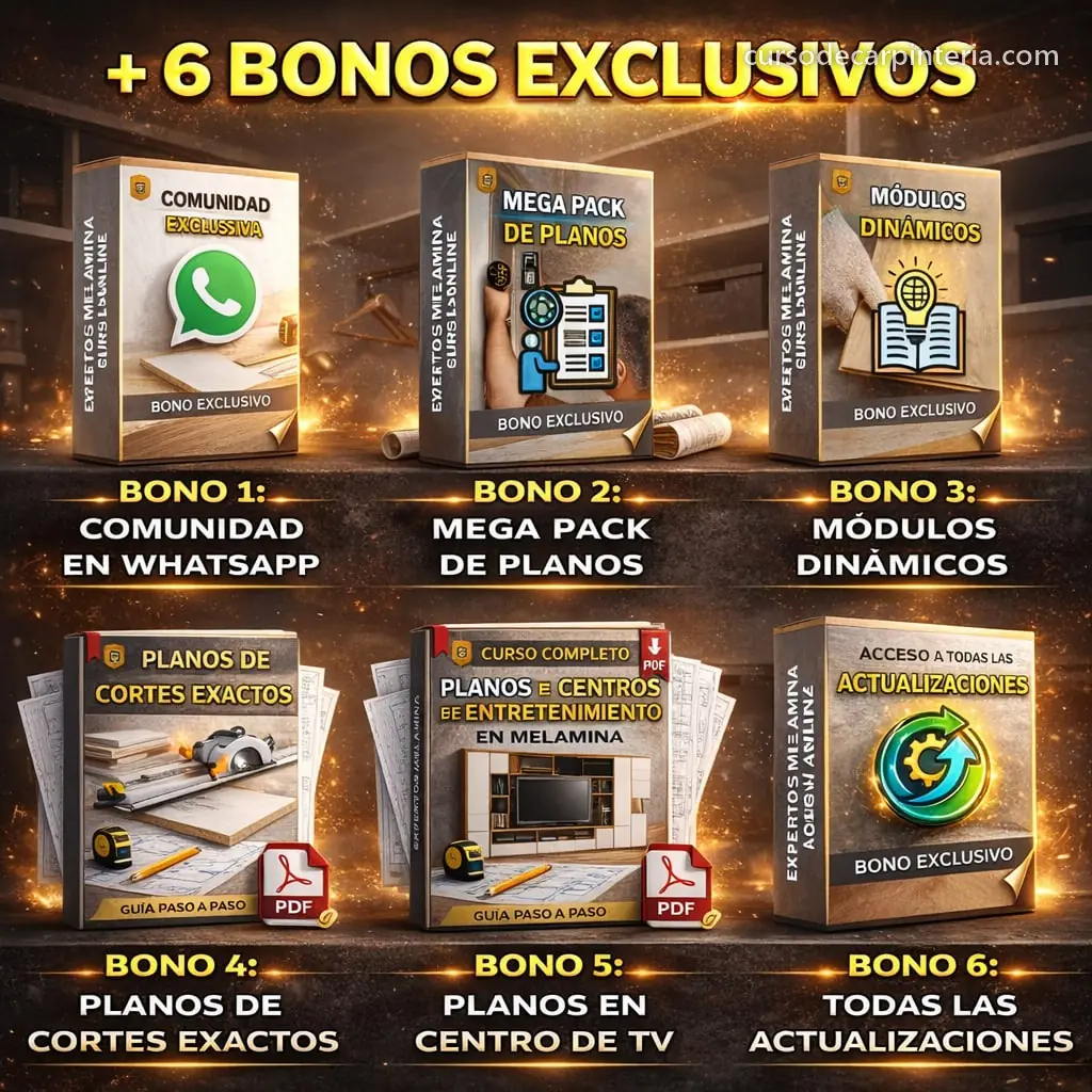 Los 6 bonos incluidos con el curso de melamina